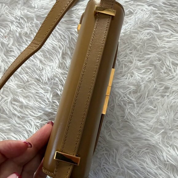 SAINT LAURENT Smooth Calfskin Mini Manhattan Shoulder Bag in Tabac Brown - Picture 9 of 13